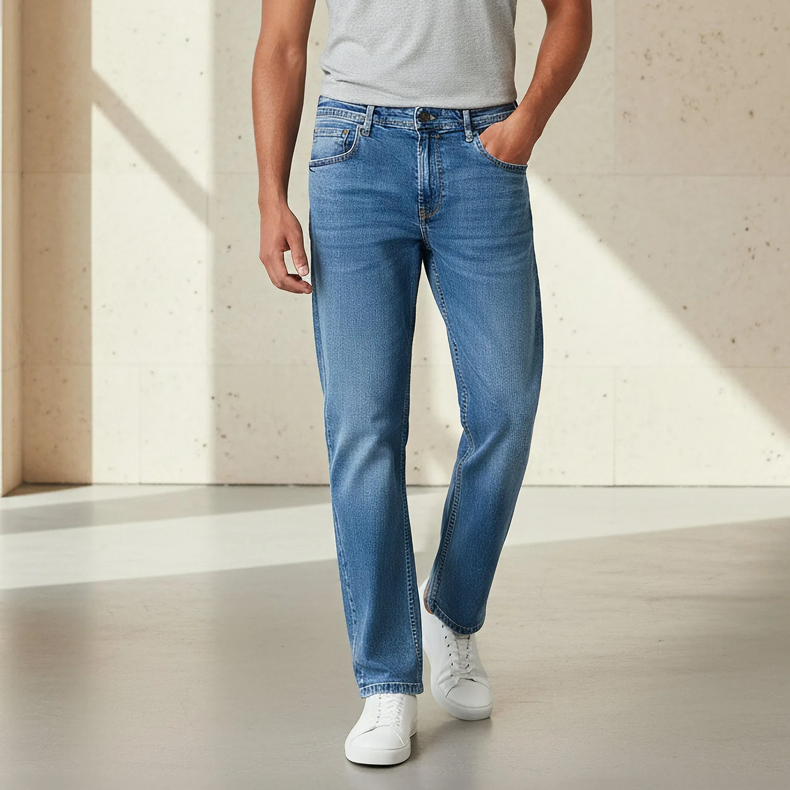 Straight-Fit Five-Pocket Jeans denim detail